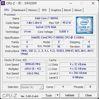 CPU-Z screenshot for 1nkkj169
