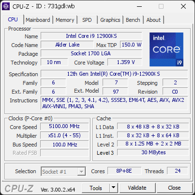 CPU-Z screenshot for 731gdkwb