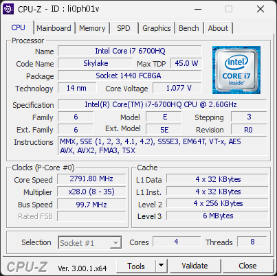 CPU-Z screenshot for li0ph01v