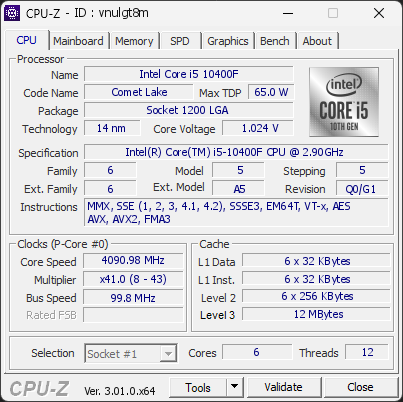 CPU-Z screenshot for vnulgt8m